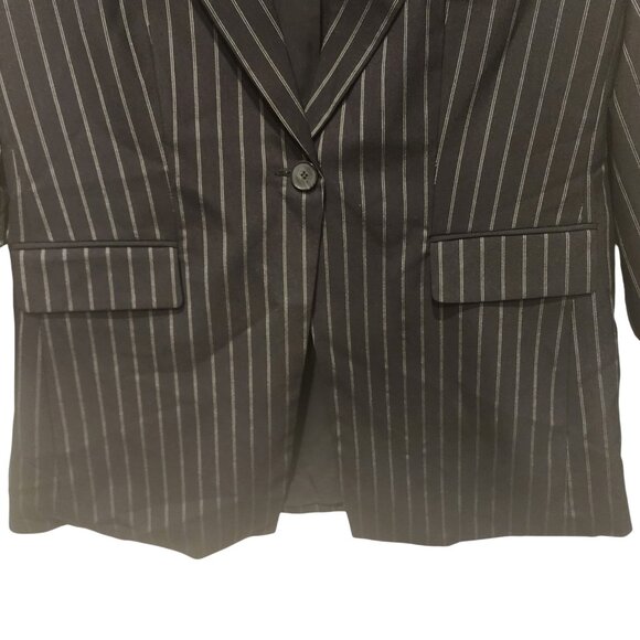 Nordstrom Women's Black Striped Blazer One Button Flap Pocket Size XL - Picture 3 of 7